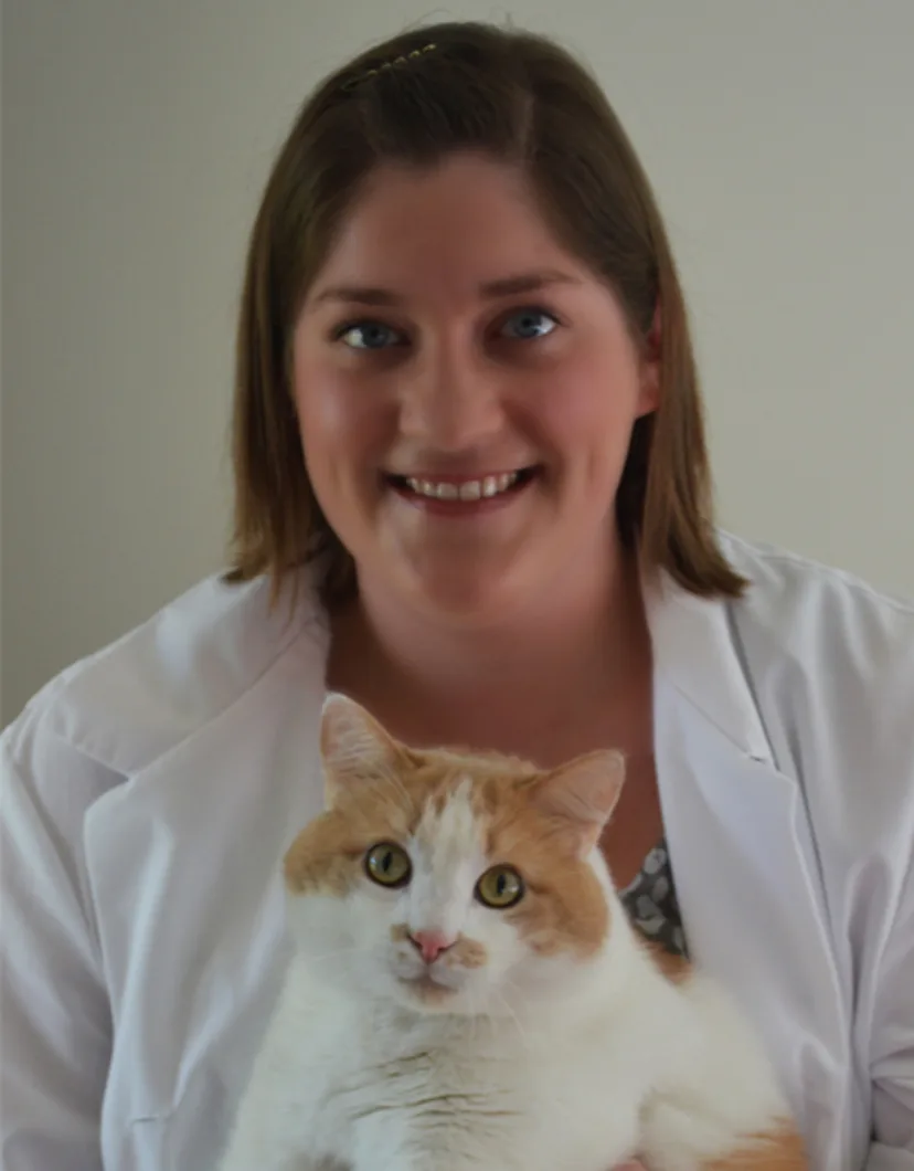 Katie Bensen at Dunes Animal Hospital, with cat
